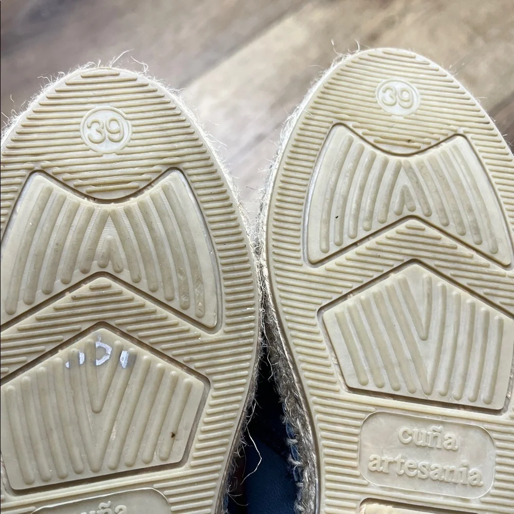 Gaimo Blue Leather Slingback Espadrilles Size 39/8.5US